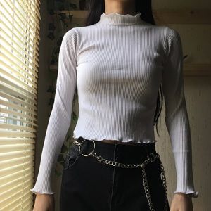 White mock neck top